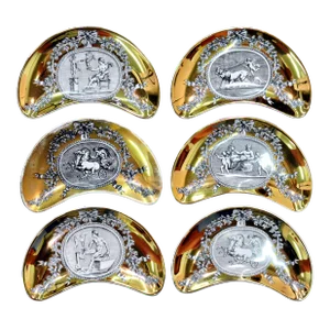 Set of Piero Fornasetti Medaglioni Gilt Porcelain Crescent Catchall Plates, 1960s