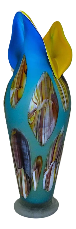 Large Jack in Pulpit Blue Vase Art Glass Azerbaijan Baijan 17"