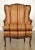 High Quality Antique Solid Carved Wood Frame Wing Chair with Custom Upholstery and Down Cushion