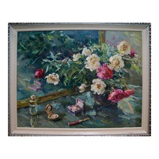 Oil Painting Peonies Shapovalov Anatoly Gavrilovich For Sale