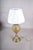 Gold Gold-Toned Pineapple Table Lamp with White Pleated Shade, 1950s For Sale - Image 8 of 15