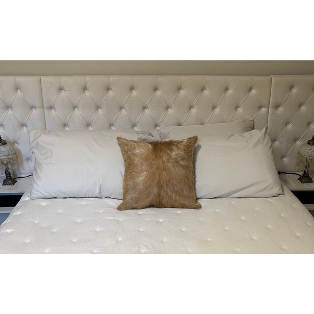 18” X 18” Premium Colombian Champagne Long-Haired Cowhide Pillow Cover - Handcrafted by Pablo Sota Designs For Sale - Image 11 of 11
