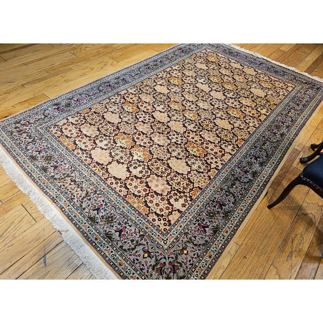 Vintage Turkish Hereke Rug, Hand-Woven Wool, Allover Geometric Design, 7' x 10' For Sale - Image 10 of 18