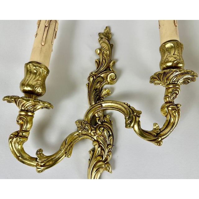 1950s Vintage French Gilt Bronze Sconces, 1960s, Set of 2 For Sale - Image 5 of 10