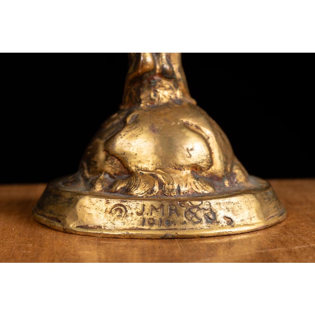 1910s The Good Fairy | Brass McCutcheon Statuette; Signed, Dated For Sale - Image 10 of 11