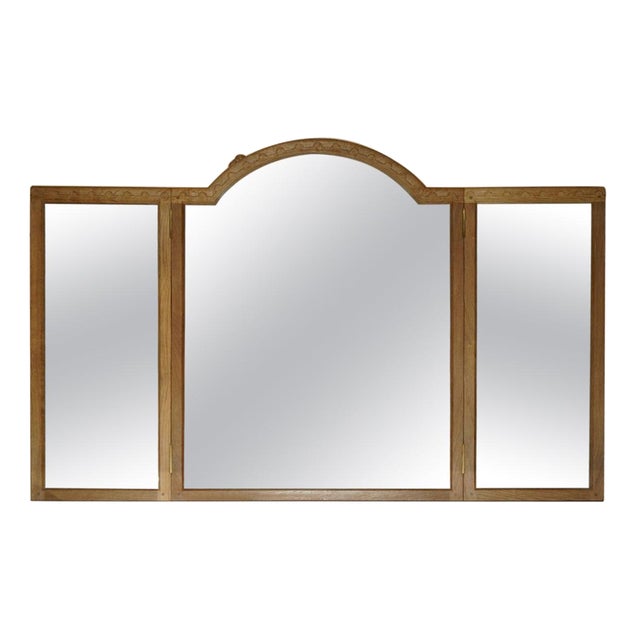 Vintage Tri-Folding Dressing Table Mirror by Robert Mouseman Thompson, 1970s For Sale