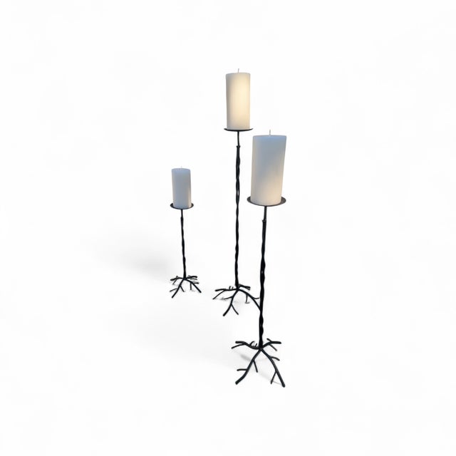 Black Giocometti Style Tree Branch Floor Pillar Candle Holders-Set of 3 For Sale - Image 8 of 16