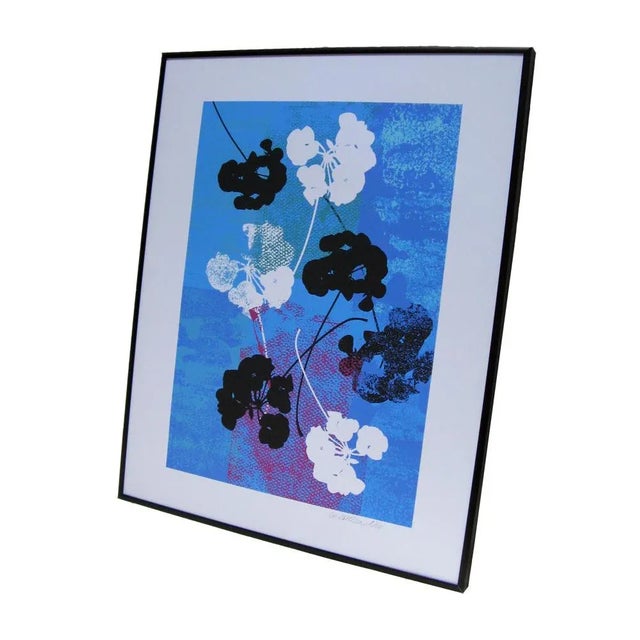 Contemporary "Graphic Flowers, Geraniums" Contemporary Botanical Colorful Art Print For Sale - Image 3 of 4