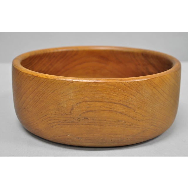 Vintage Mid Century Danish Modern Carved Teak Wood Round Salad Fruit Bowl (B) For Sale - Image 13 of 13