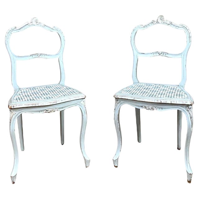 Set of Chair Louis XV in Wood & Cannage For Sale