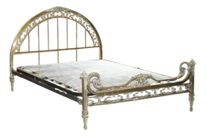 Antique French Brass Double Bed Frame, 1900s