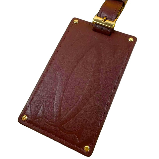 Cartier Paris Burgundy Calfskin Leather Luggage Tag For Sale - Image 10 of 11