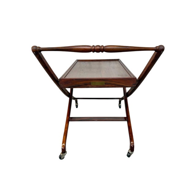 Mid-Century Danish Modern Teak Folding Serving Cart For Sale - Image 4 of 9