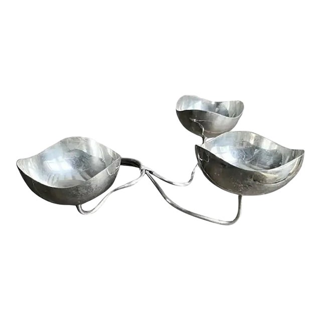 Vintage Mid Century Danish Silver Serving Dishes, Signed Denmark 349 For Sale
