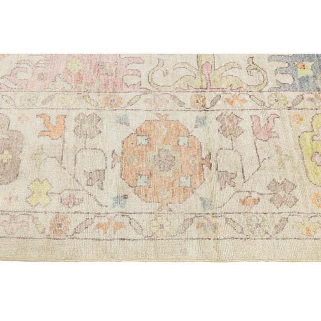 Cream Pastel Modern Oushak Style Hand-Knotted Wool Area Rug 10x13 For Sale - Image 8 of 11