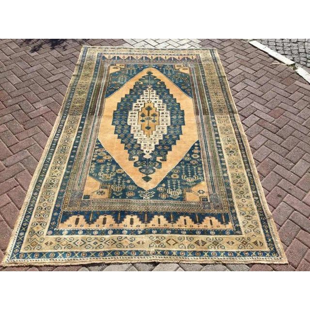 Vintage Hand Knotted Turkish Area Rug - 110" X 67" For Sale - Image 11 of 11