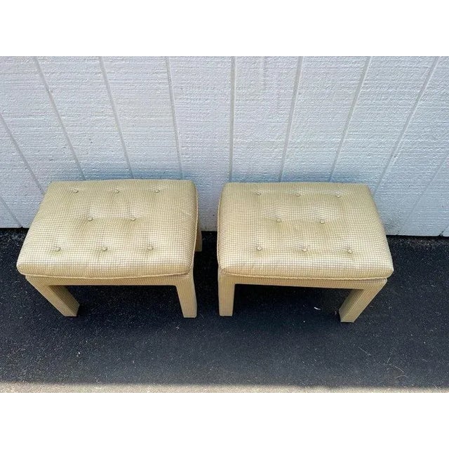 Billy Baldwin Pair of Billy Baldwin Style Silk Pillow Top Ottomans or Stools For Sale - Image 4 of 13