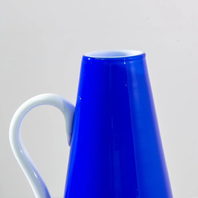 Glass 1960s Italian Blue Glass Vase For Sale - Image 7 of 8
