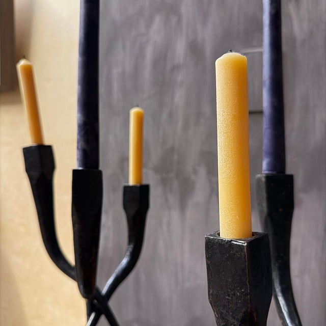 Mid 20th Century Pair of Iron Brutalist Candle Holders For Sale - Image 11 of 15