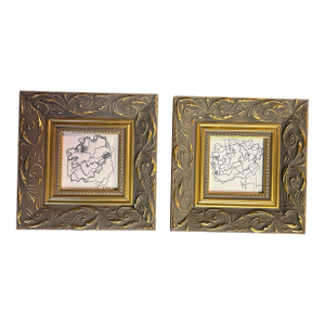 Two Contemporary Original Wayne Cunningham Abstract Pen and Ink Drawings - Set of Two