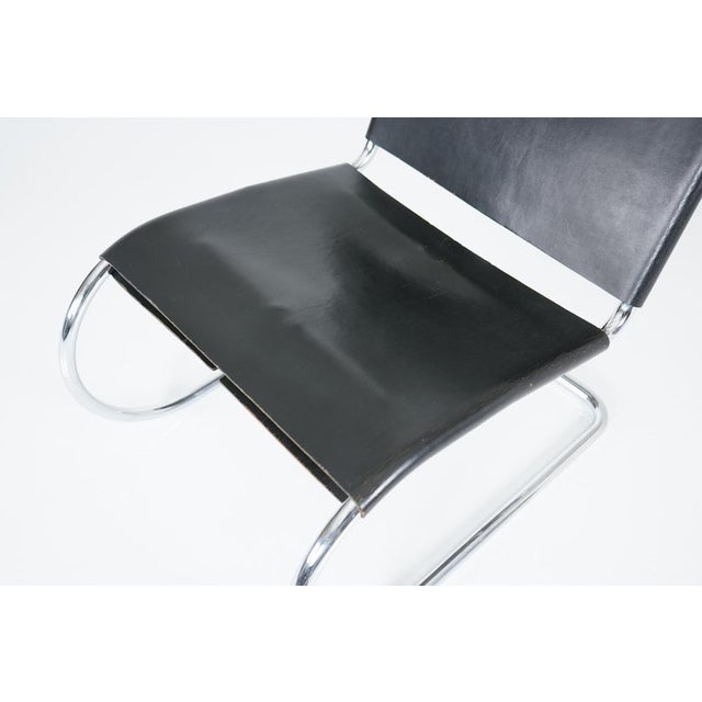 Silver MR30 Tubular Steel Chair with Black Leather by Ludwig Mies Van Der Rohe for Knoll, 1960s For Sale - Image 8 of 17