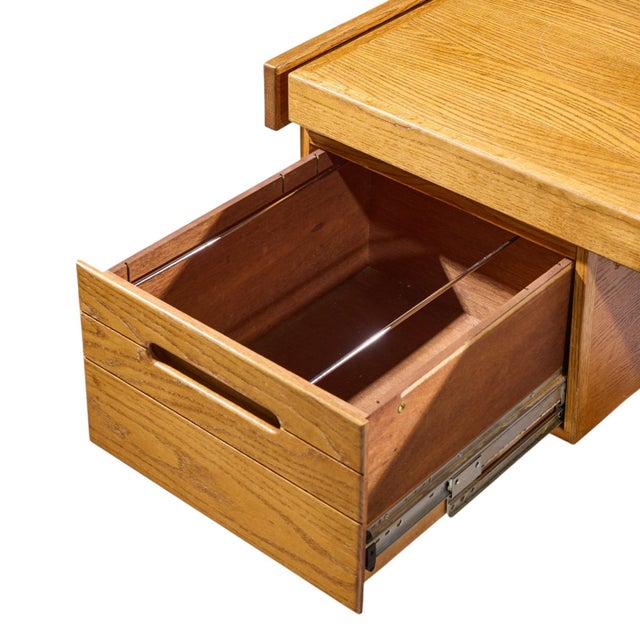 Lou Hodges Mid Century Oak Cantilever Executive Desk For Sale In Chicago - Image 6 of 10