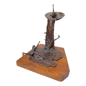Large Vintage Scott Jarvie 20th Century Bronze Wood Waterfall Statue Sculpture