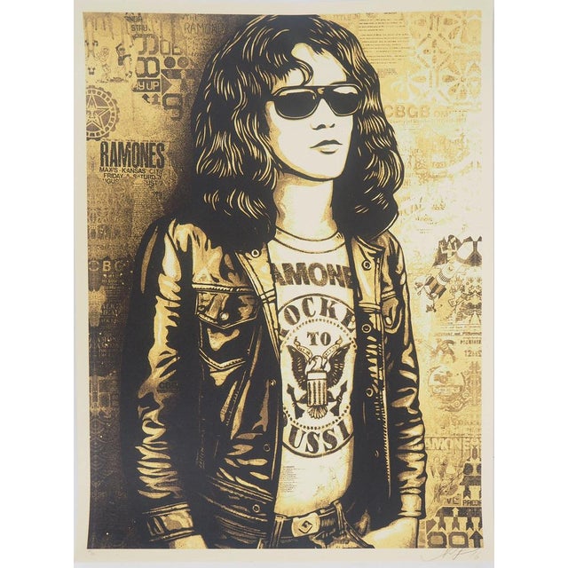Shepard Fairey, Tommy Ramone Collage (Gold), Lithograph For Sale - Image 5 of 5