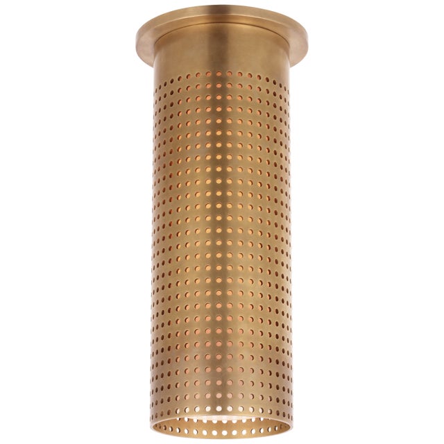 Modern Kelly Wearstler for Visual Comfort Signature Precision Tall Monopoint Flush Mount in Antique-Burnished Brass with White Glass For Sale - Image 3 of 3