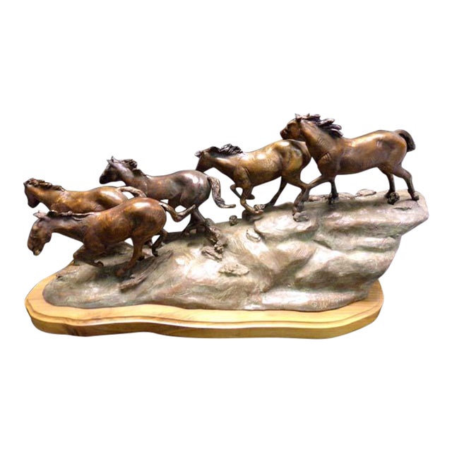 Don Hunt "Running Horses" Original Bronze Sculpture Beautiful Art Rare! Obo For Sale