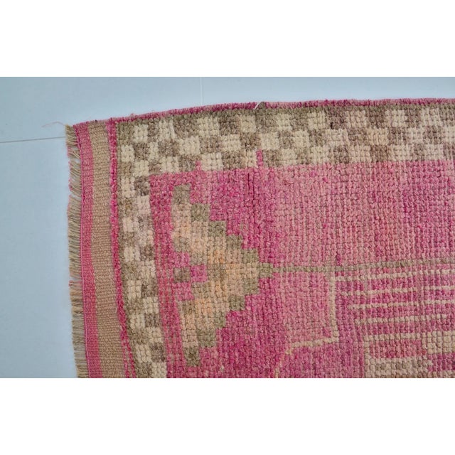Textile Soft Pink Vintage Runner Rug For Sale - Image 7 of 10