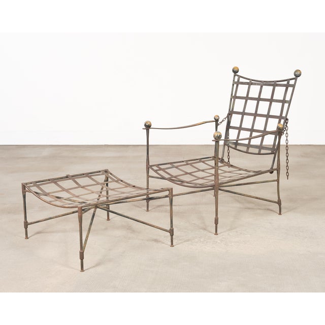 Mario Papperzini Amalfi Iron Garden Lounge Chair + Ottoman For Sale - Image 14 of 18