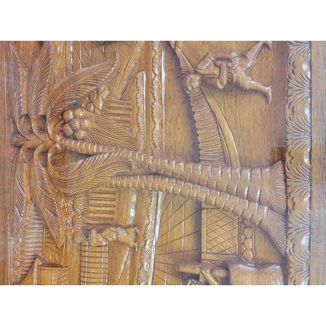1950s Vintage Hand-Carved Filipino Village Scene Coffee Table For Sale - Image 5 of 12