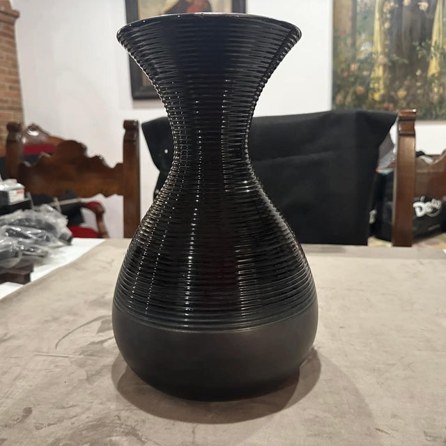 Ceramic 1970s Modern Gray and Black Ceramic Italian Vase by Ceramiche Santambrogio For Sale - Image 7 of 12
