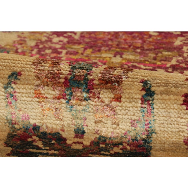 Contemporary Transitional Floral Natural Silk Rug, by Rug & Kilim, India For Sale In New York - Image 6 of 7