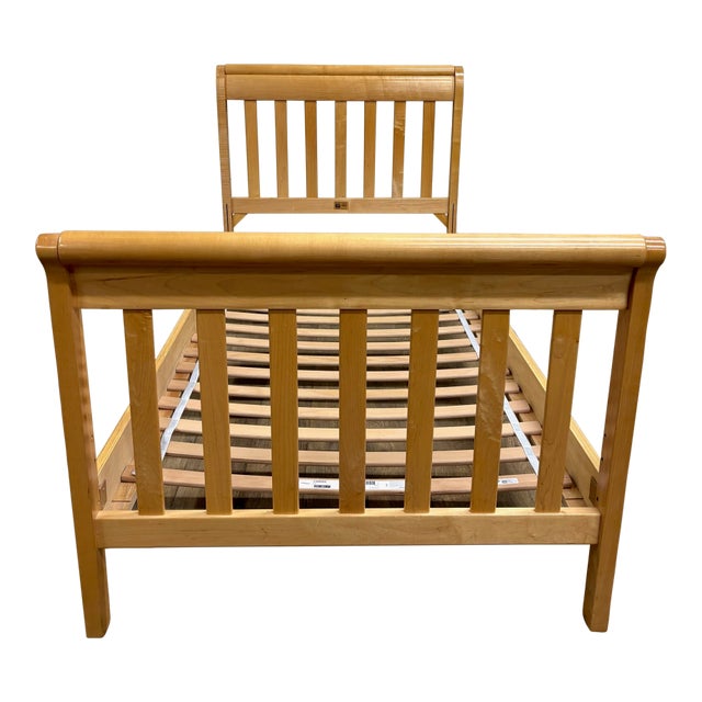 Vintage Child Craft Industries Twin Size Mission Arts & Crafts Style Sleigh Bed For Sale