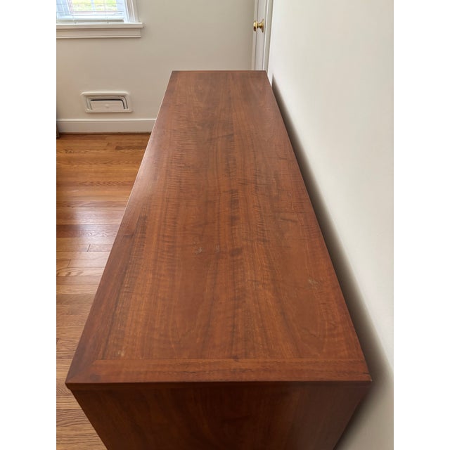A Lane Rhythm Mid century walnut and ash six drawer dresser. Dovetailed drawers. Beautiful wood selection and grain.