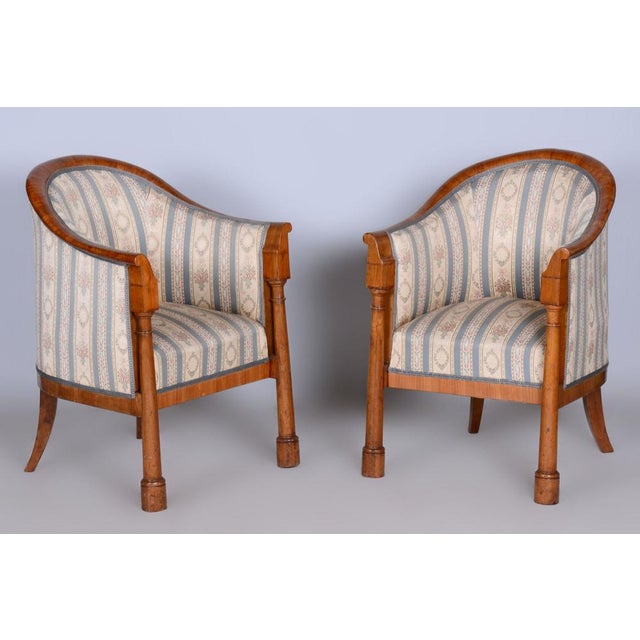 Biedermeier Birch Seating Set, Vienna, Austria, 1830s, Set of 3 For Sale - Image 9 of 17