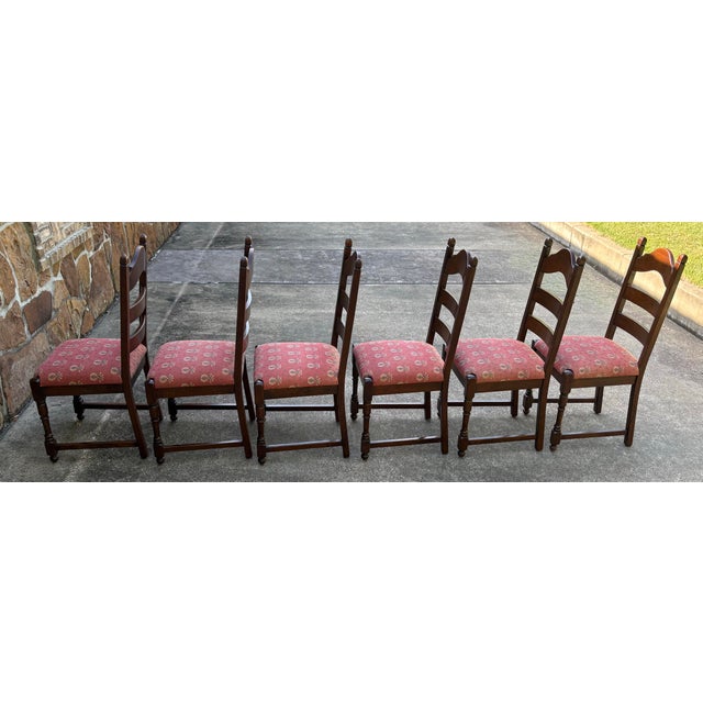 French Country Ladder Back Dining Chairs - Set of 6 For Sale - Image 10 of 12