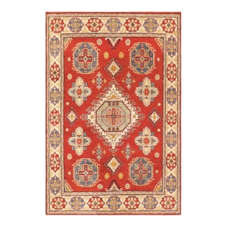 Southwestern Kazak Burnt Orange/Red Wool Rug - 8'0''x9'8'' For Sale