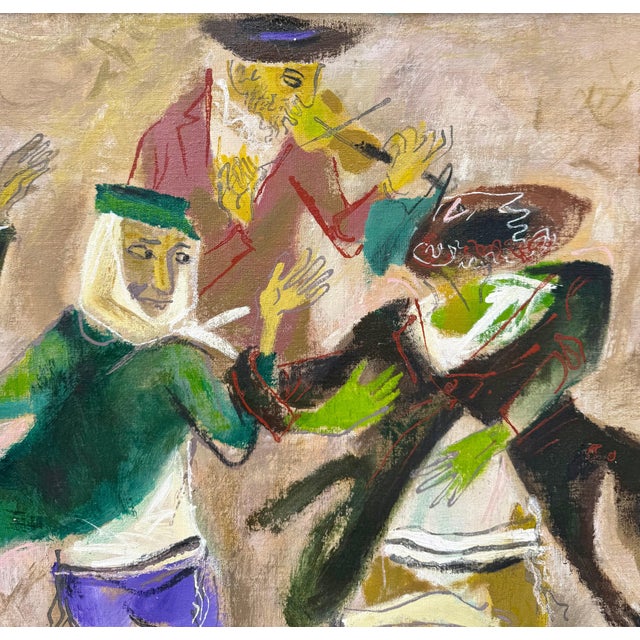 William Gropper, Large Oil Painting Klezmer Wedding Rabbis Judaica WPA Jewish Art William Gropper, c.1940's For Sale - Image 11 of 16