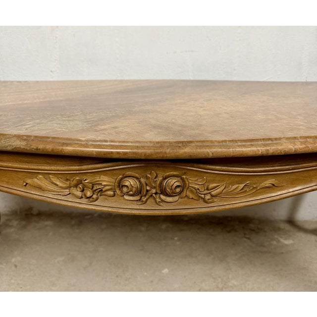 French Louis XV Style Coffee Table with Marble Top, 1940 For Sale - Image 4 of 15