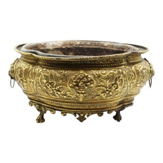 Circa 1860-80 Anglo-French Lobed Oval Brass Planter For Sale