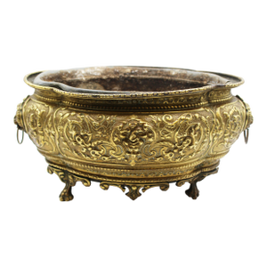 Circa 1860-80 Anglo-French Lobed Oval Brass Planter