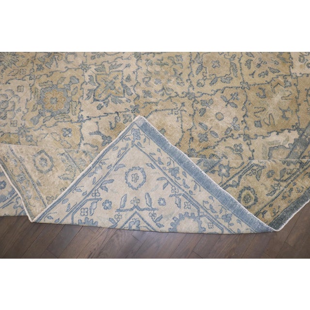 Early 20th Century Lovely Blue Tan Chinese Geometric Rug - 10' x 13'3" For Sale - Image 11 of 12