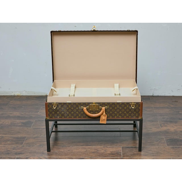 Louis Vuitton Vintage Trunk Made into Coffee Table on Custom Base For Sale - Image 12 of 12