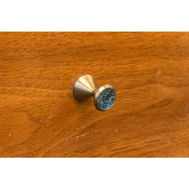 Brown Vintage Kent Coffey Insignia Highboy Walnut Wood Mid Century Dresser Cabinet For Sale - Image 8 of 11