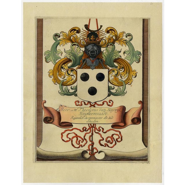 Antique print, titled: 'De Heer en Mr. Theodorus van Bleyswijk, Hoogheemraadt, Regerendt Borgermeester der Stad Schiedam.'...