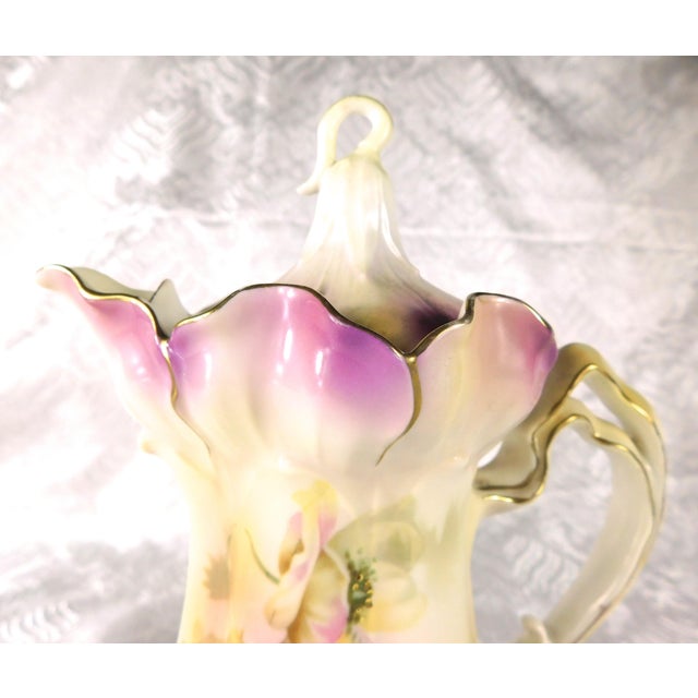 Late 18th Century Late 18th Century Pink and Purple Reinhold Schlegelmilch Chocolate Pot With Flower Shaped Handle For Sale - Image 5 of 12