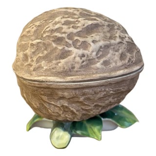 Limoges Walnut Shaped Hand Painted Lidded Box For Sale